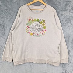 Natural Life Sweatshirt Large Boho Cozy Oversized Artsy Graphic Casual Pockets