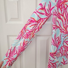 Lilly Pulitzer Skipper Popover Underwater Escape Coral Pink Blue White Size XXS