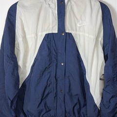 Vintage Nike Windbreaker Jacket Blue White Snap Zip Women’s M