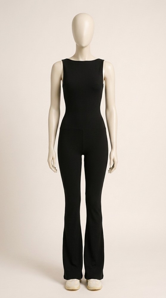 MASKERT Women’s Black Sports Jumpsuit Size L Sleeveless Gym Yoga Activewear