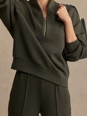 🧡NWT*Varley Davidson Sweat Half Zip Doublesoft Fabric Women’s Size S Olive Marl
