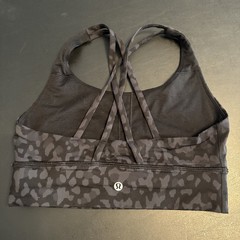 🍋LULULEMON EUC Energy Bra Longline Formation Camo Deep Coal size 6 W2BUU