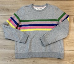 Boden Womens Hannah Crewneck Sweatshirt Grey Spring Stripes Small S 100% Cotton