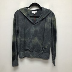 Knox Rose Womens Green Tie-Dye Camo Long Sleeve V-Neck Pullover Hoodie Size XS