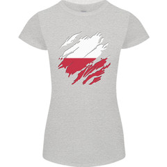Torn Poland Flag Polish Day Football Womens Petite Cut T-Shirt