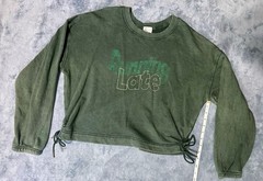 OFFLINE by Aerie Women’s Green Sweatshirt M Cotton Terry Crewneck Logo Graphic