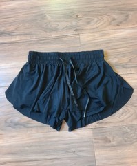 Black Flowy 2 In 1 Running Shorts Built In Liner Hidden Pockets Size XS