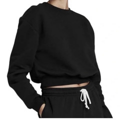 Wild Fable Women’s Black Crew Neck Pullover Fleece Sweatshirt Size XS