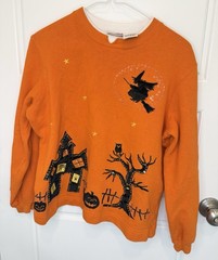 White Stag Vtg 90s Halloween Women’s Small Sweatshirt Embroidered Beaded