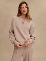 🧡NWT*Varley Davidson Sweat Half Zip Doublesoft Fabric Women’s Size S Taupe Marl