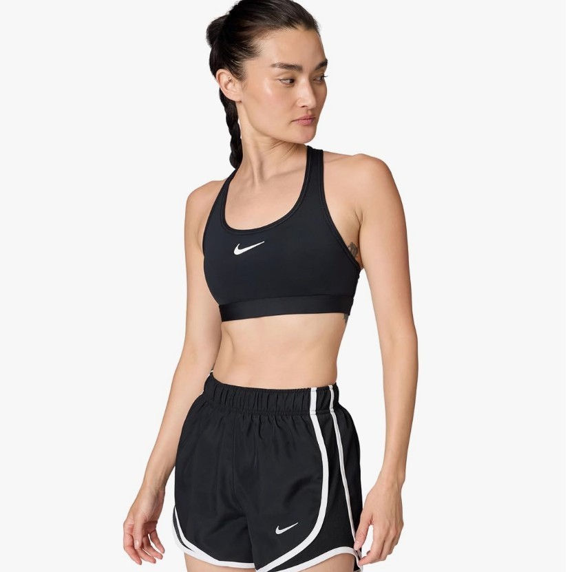 New Nike Women’s Swoosh Sports Bra Medium Support Black/White DX6821-010 MEDIUM