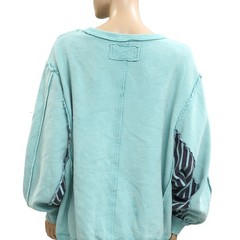 Free People We The Free Thermal Striped Printed Pullover Top Oversized L 282830