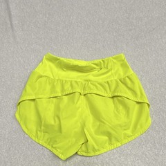 Women Yellow Solid Blended Fabric Athletic Shorts Gym & Training Machine Wash M
