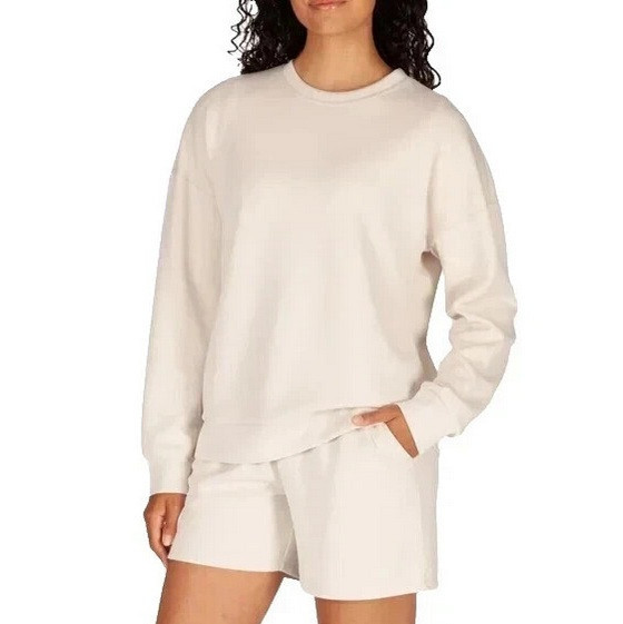 LazyPants Women’s Luxe Crewneck Sweatshirt Cream Large NWT