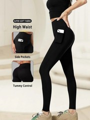 Women High Waisted Yoga Pants Leggings With Pockets Soft Stretch Fitness Pants