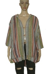 DRA Los Angles Jacquard Fabric Quarter Sleeve Pullover Tunic Hoodie Top Boho XL