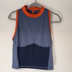 Sweaty Betty Power Zip Back Colorblock Tank Womens Large Blue Orange Sleeveless