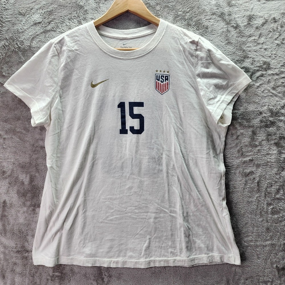 Nike USA Soccer Megan Rapinoe #15 T Shirt Women’s XL White Tee USWNT