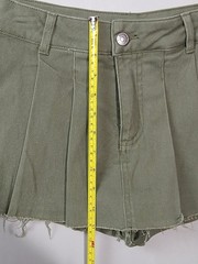 Forever 21 Pleated Skort Womens XS Olive Green High Waisted Frayed Hem NWT