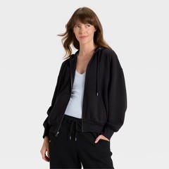 Women Zip-Up Hoodie Sweatshirt – Universal Thread Black S