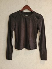 FLX Shirt Womens Small Marled Grey Long Sleeve Activewear Travel Leisure