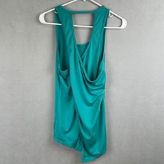 Layer 8 Womens Teal Open Tulip Back Sleeveless Activewear Yoga Gym Tank Top XS