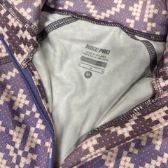 Nike Pro 1/2 Zip Pullover Purple Print Dri Fit Medium Long Sleeve Fitted Stretch