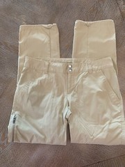 Columbia Beige Convertible Hiking Pants Sz 10PZip Off Waist 33” Inseam 29” Nylon