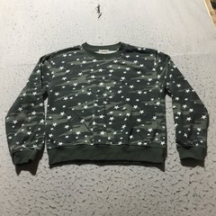 Jak & Rae Sweatshirt Womens M Medium Gray Camouflage White Stars Crew Long Slv