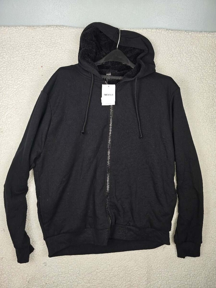 NWT! FOREVER 21 Size XL Women’s Black Hoodie Sweatshirt Fleece Lined
