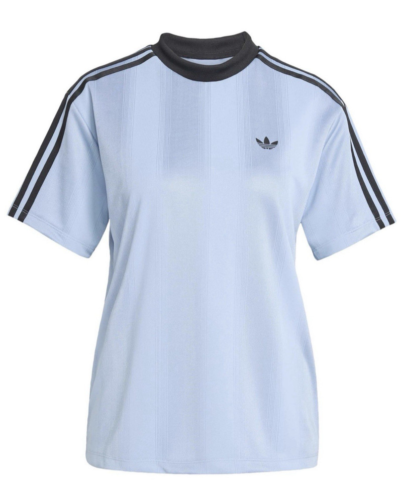 ADIDAS Originals Jacquard Jersey Sz Large POLY T Shirt Ash Blue Womens JV9644