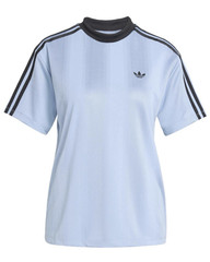 ADIDAS Originals Jacquard Jersey Sz Large POLY T Shirt Ash Blue Womens JV9644
