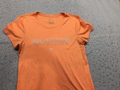 Nike Dri-Fit US Air Force T Shirt Womens M Medium Orange Short Sleeve Round Neck
