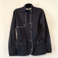 Brooks Womens Medium Jacket Coat Running Shelter Technology Black Snap Zip