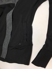 Adidas Women Small Full Zip Running Athletic Hooded Jacket Thumbholes Black Gray