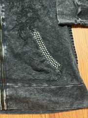 Vocal Hoodie Womens Large Made USA Rhinestone Fleur De Lis Y2K Biker