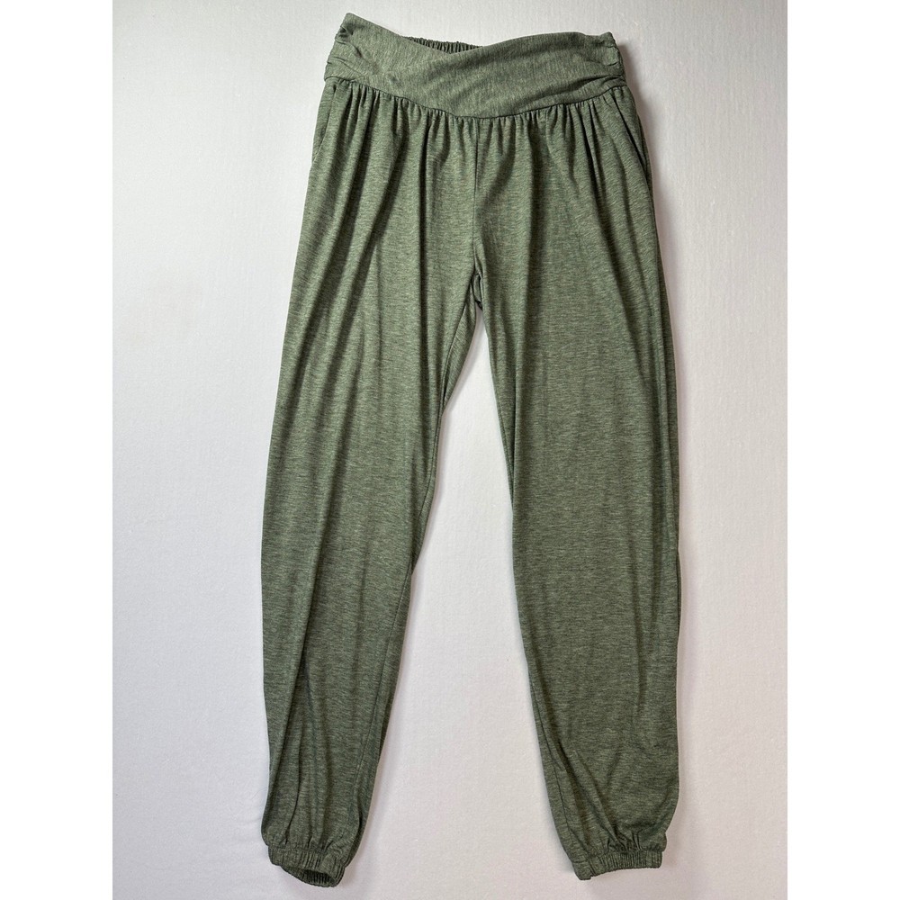 Olive Green Heathered Jersey Knit Joggers Womens Medium Relaxed Fit