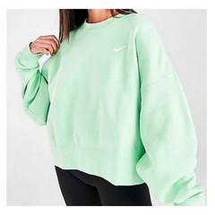 Nike Sportswear Essential Womens Fleece Crop Crewneck Sweatshirt Mint Green M