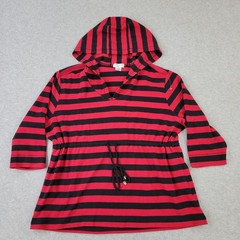 Hannah Sport Hoodie Womens 3XL XXXL Red Striped Drawstring Pullover