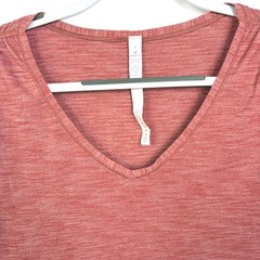 Lululemon V-Neck Cap Sleeve Top Size 8 Heathered Rose Red Pink Activewear