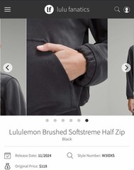 NWT Lululemon Brushed Softstreme Half Zip Black BLK Size 4