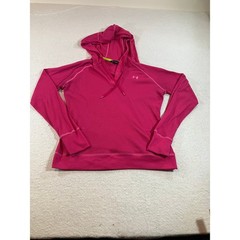 Under Armour Womens Pink Waffle Knit Thermal Hoodie Thumbholes Size L