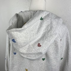 Storia Sweater Women Small Grey Hearts Print Cropped Pullover Oversized Hood