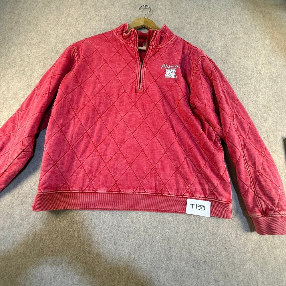Gameday Couture Nebraska Huskers Red Quilted Quarter Zip Pullover Womens Medium