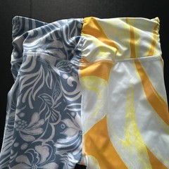FP Movement Double Take Printed Leggings Women SZ M MidRise 7/8 Pant Yellow Blue