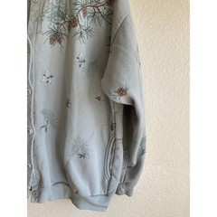 National Wildlife Federation Nature Print Button 90s Sweatshirt Blue no size