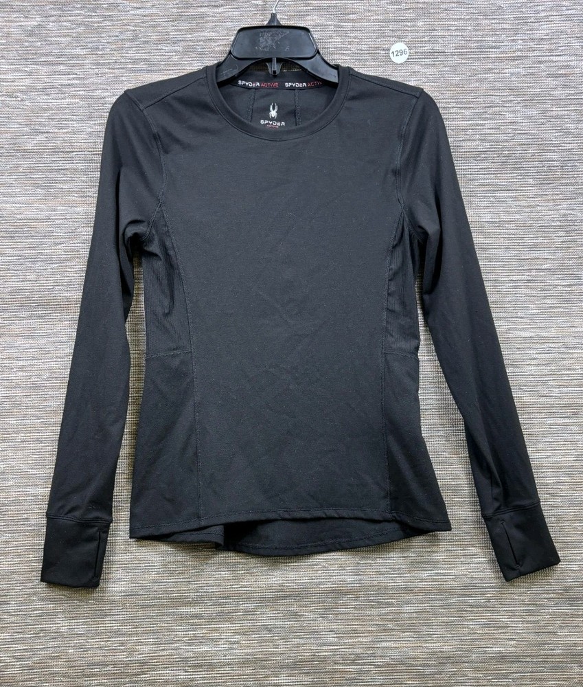 Spyder Active Womens Long Sleeve Performance Top Thumbholes SP1000U Size S Black