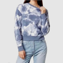 Abound Womens Sweatshirt Size Small Blue White Tie Dye Crewneck New