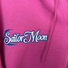 Sailor Moon Zip Hoodie Womens XXL Pink Pretty Guardian Anime Graphic Sweatshirt