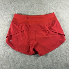Lululemon Shorts Womens 6 Red High Rise Running Lined 3.5 In Inseam Gym Yoga